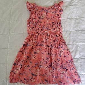 Floral/Butterfly Print Dress with Flutter Sleeves